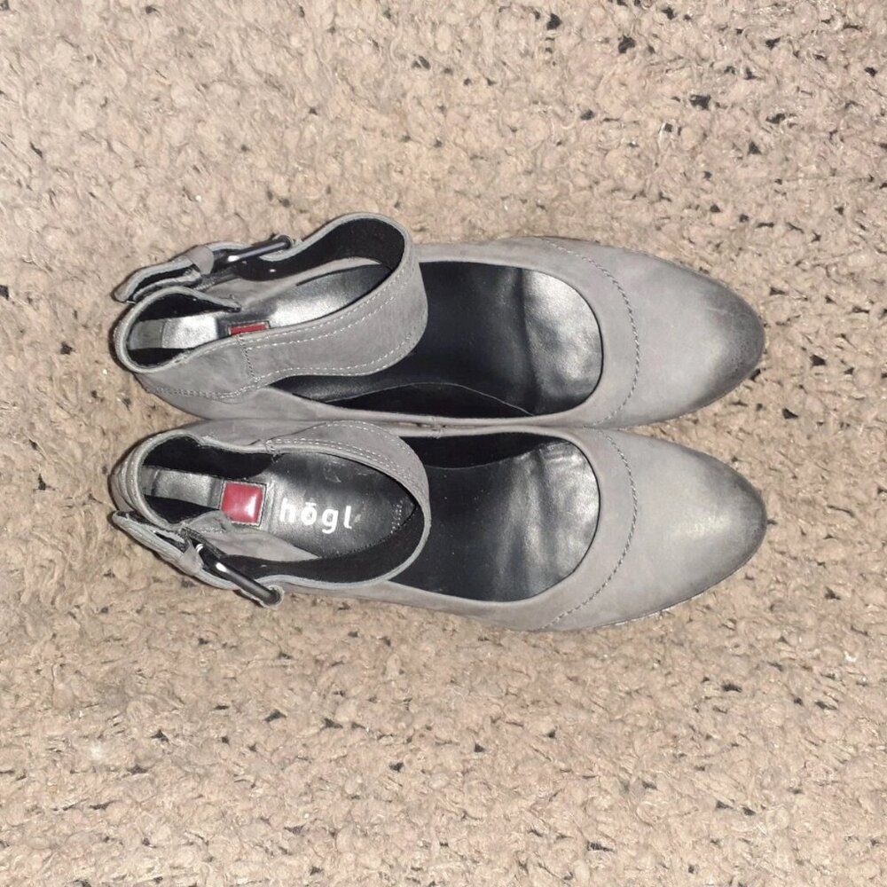 HOGL BRAND-Dark Gray Nubuck-Oiled Leather Areas-Ankle Wrap Strap Snap-Sz 6-NM - Picture 6 of 7